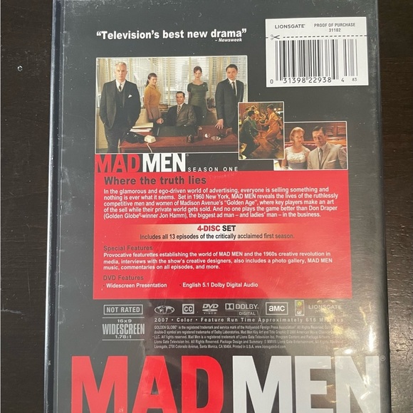 Emmy Award Winning Mad Men TV Series Season One 4-set DVD - Picture 5 of 5